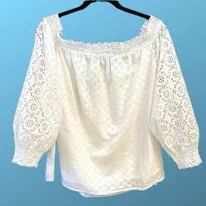 LANE BRYANT White Eyelet Off-the-Shoulder Blouse Size 18/20